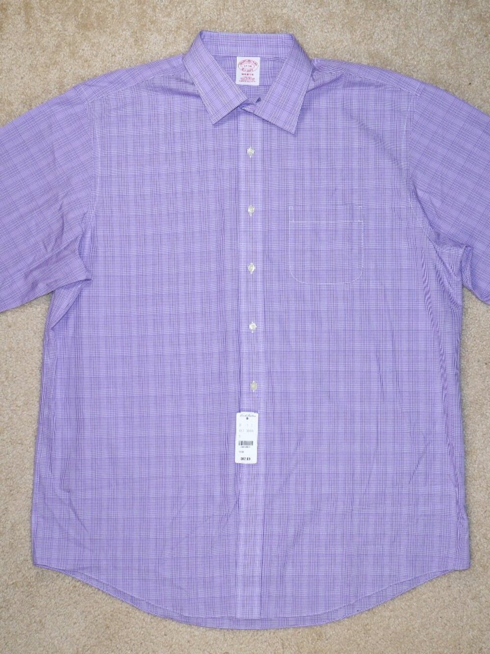 NWT Brooks Brothers Madison Mens 17 34 Purple Non-Iron Supima Cotton Dress Shirt